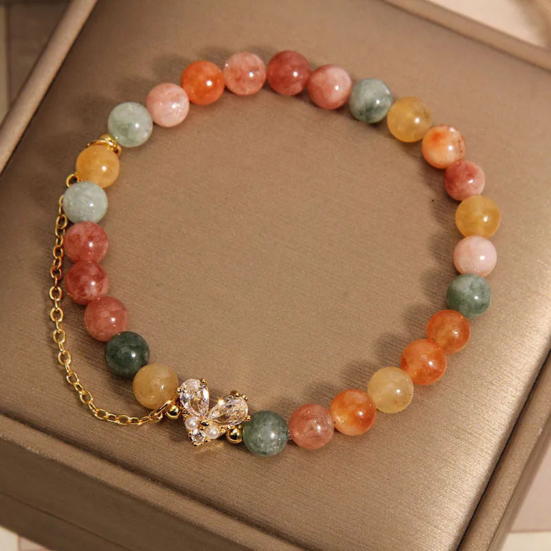 Fu Lu Shou crystal bracelet for women with V-shaped zircon design and cartoon styling