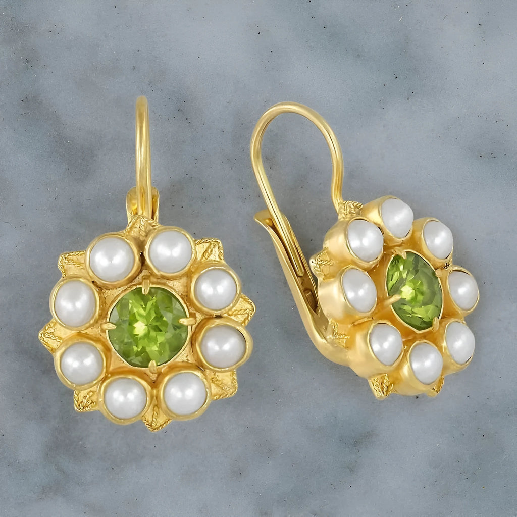 Retro golden flower earrings with electroplated gold finish and floral design for women