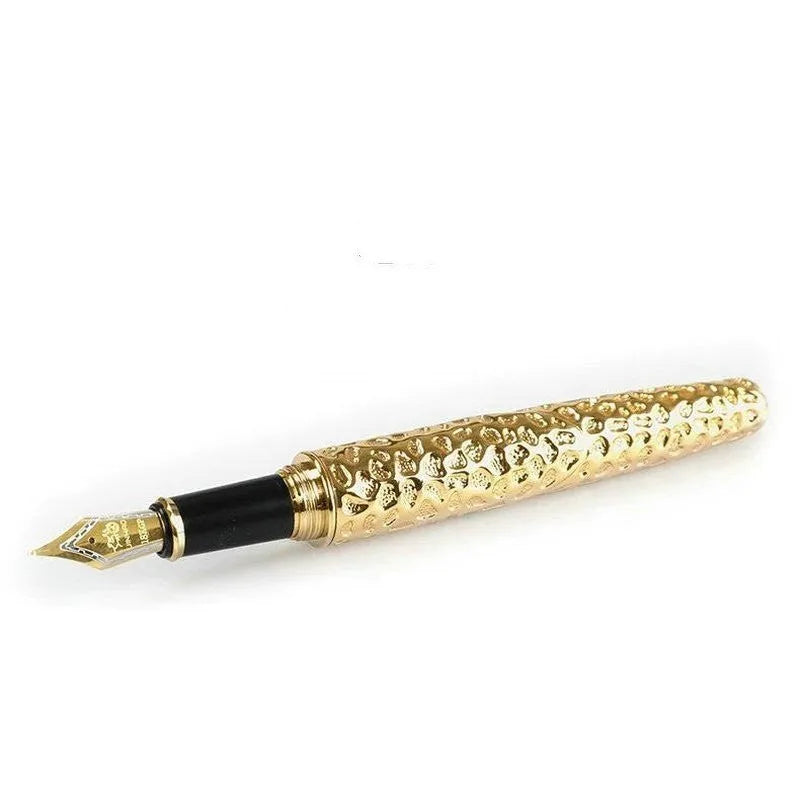 Embossed metal business gift pen in Ancient Silver or Gold finish.