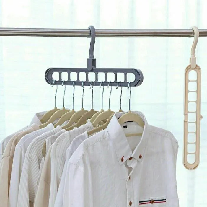 Plastic storage hanger with rotating handle in pink or green, 33 cm long, for heavy clothing
