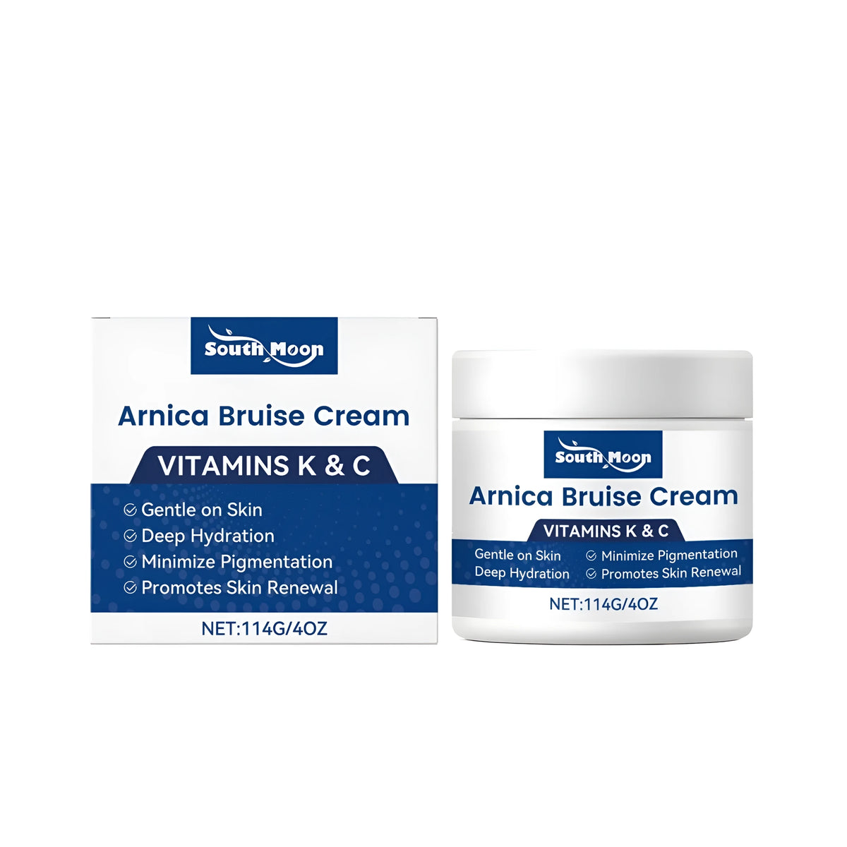 114g jar of fading pigment care cream with ingredients mint leaves, arnica, vitamin K, vitamin C.
