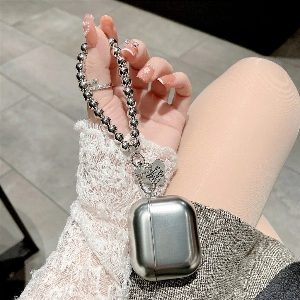 Matte plating TPU protective cover for AirPods with electroplated finish showing universal design