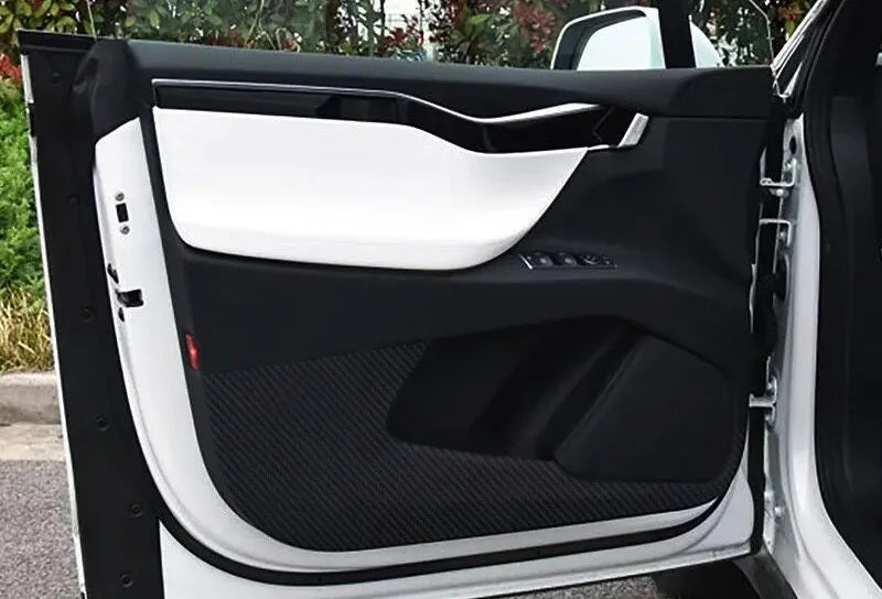 Carbon fibre protective film set for Tesla Model S front and rear door interior panels