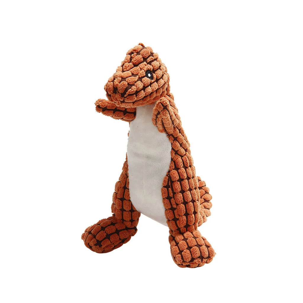 Interactive dog toy with sound mechanism, bite-resistant construction, measuring 35x22x11cm