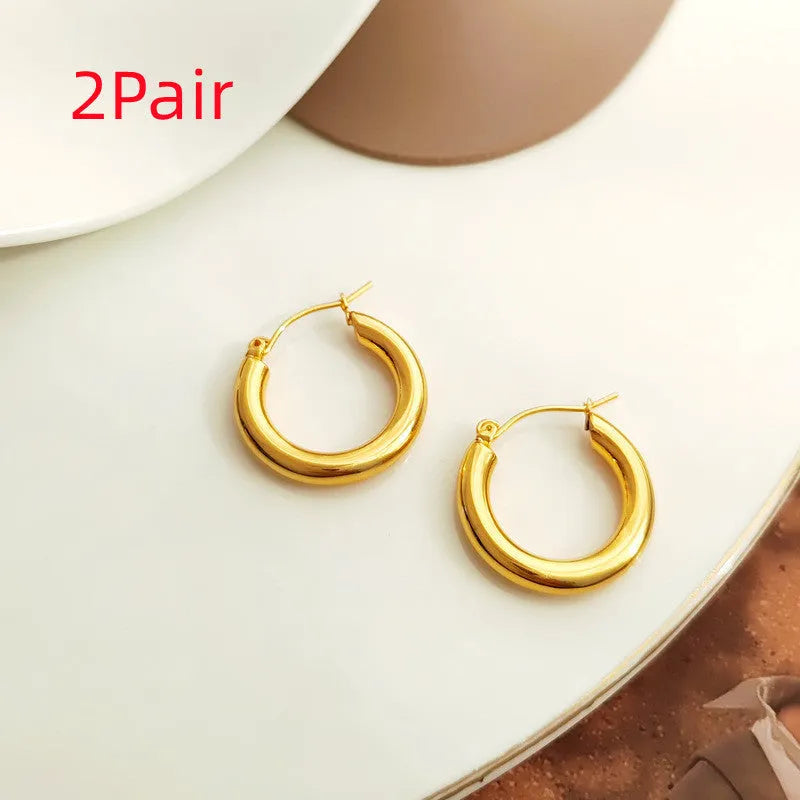 Maycu vintage geometric ring earrings in gold or silver electroplated finishes