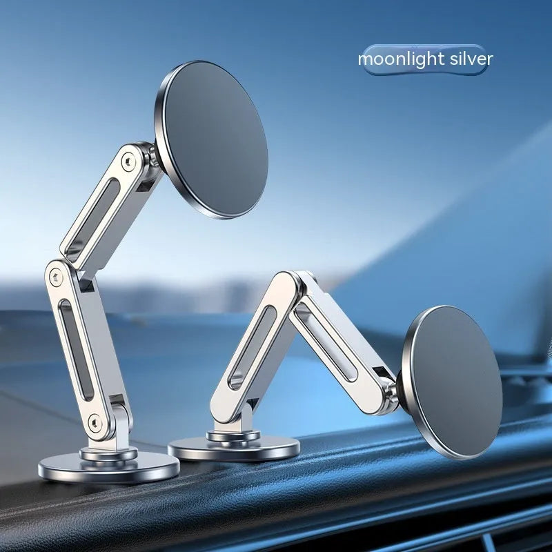 Magnetic car phone holder in moonlight silver or noble black, aluminium alloy, 360-degree rotating, 60x72x72mm