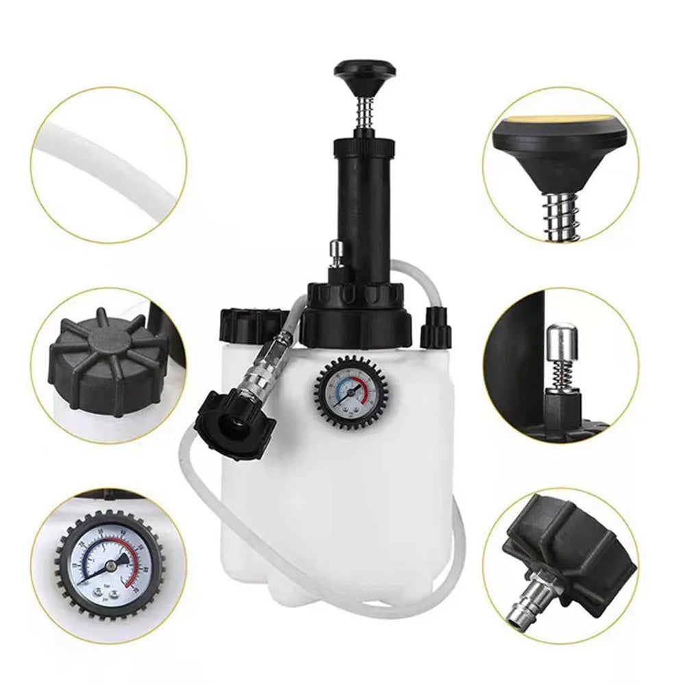 White 3-litre brake oil tank with copper and iron construction for automotive brake fluid changes