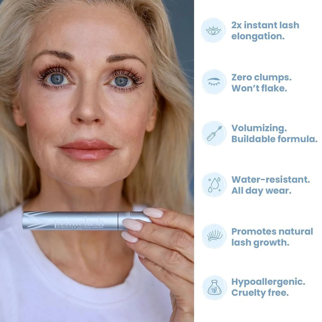 Compact black eyelash and eyebrow grooming stick beauty tool.