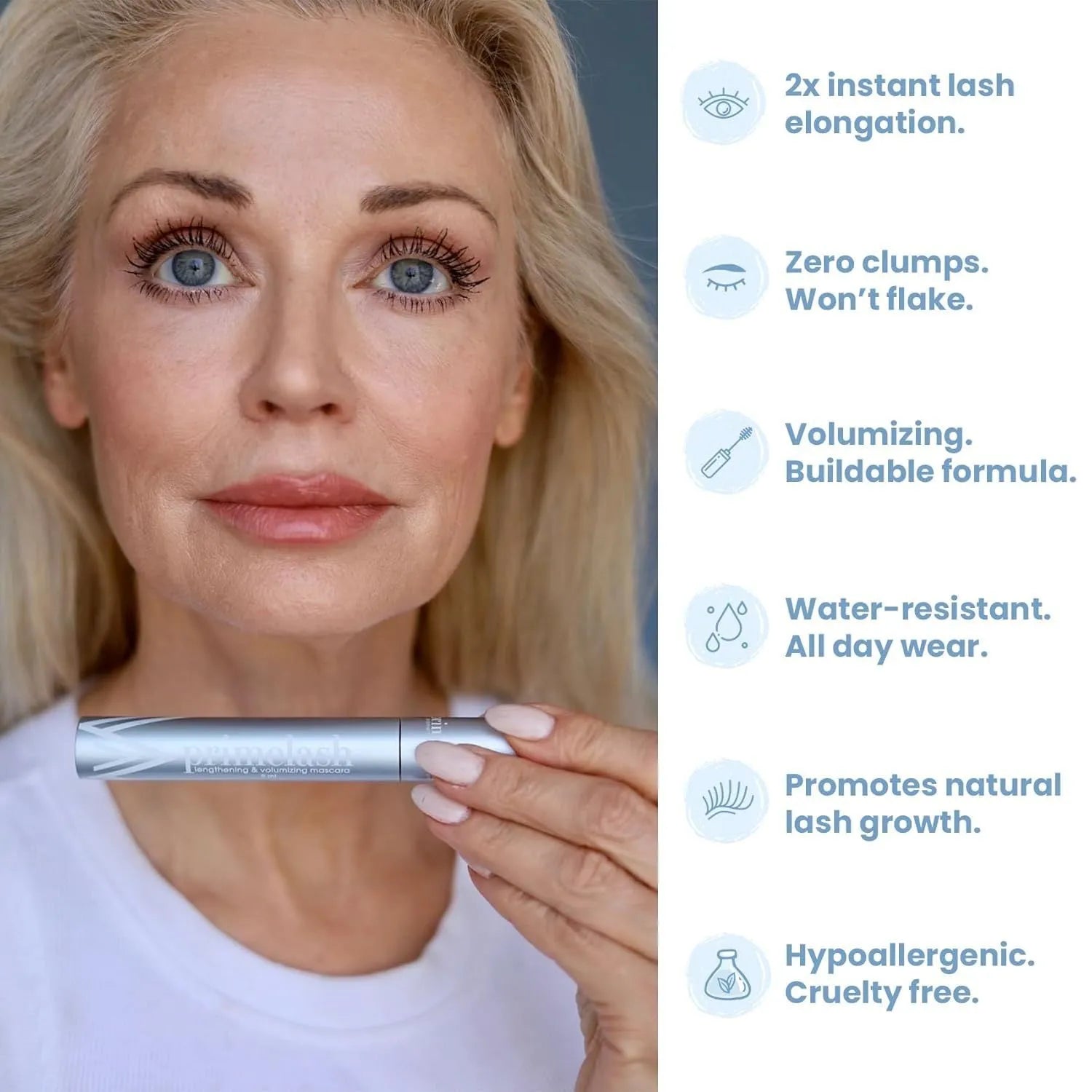 Compact black eyelash and eyebrow grooming stick beauty tool.