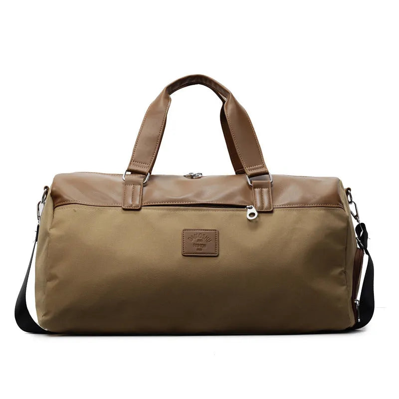 Large black Oxford cloth messenger bag showing its size and style.