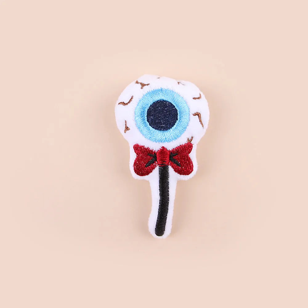 Plush cat teaser toy with candy pattern design for interactive feline play