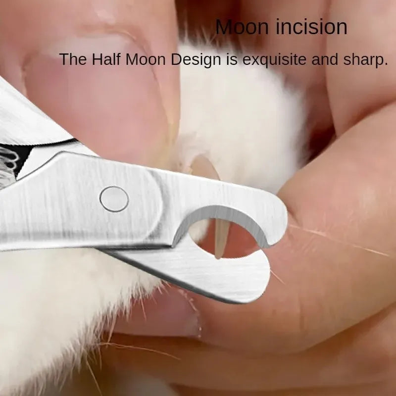 Silver professional pet nail clipper with stainless steel blades and safety guard for dog and cat grooming