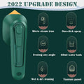 Dark green handheld garment ironing machine with titanium panel and steam function