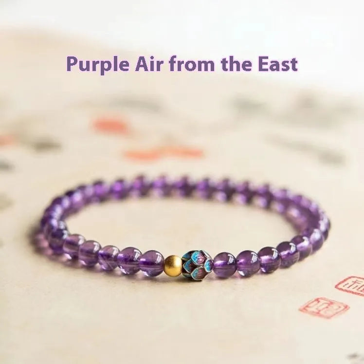 Nine purple lotus bracelet with retro Chinese student style and mixed material construction