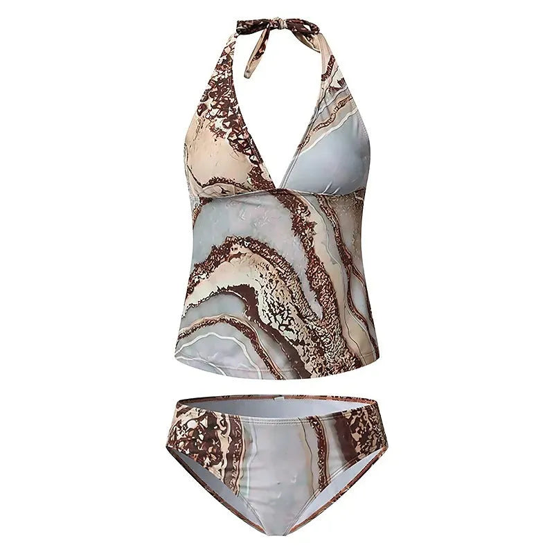 Brown polyester women's bikini for swimming available in sizes S to XXL