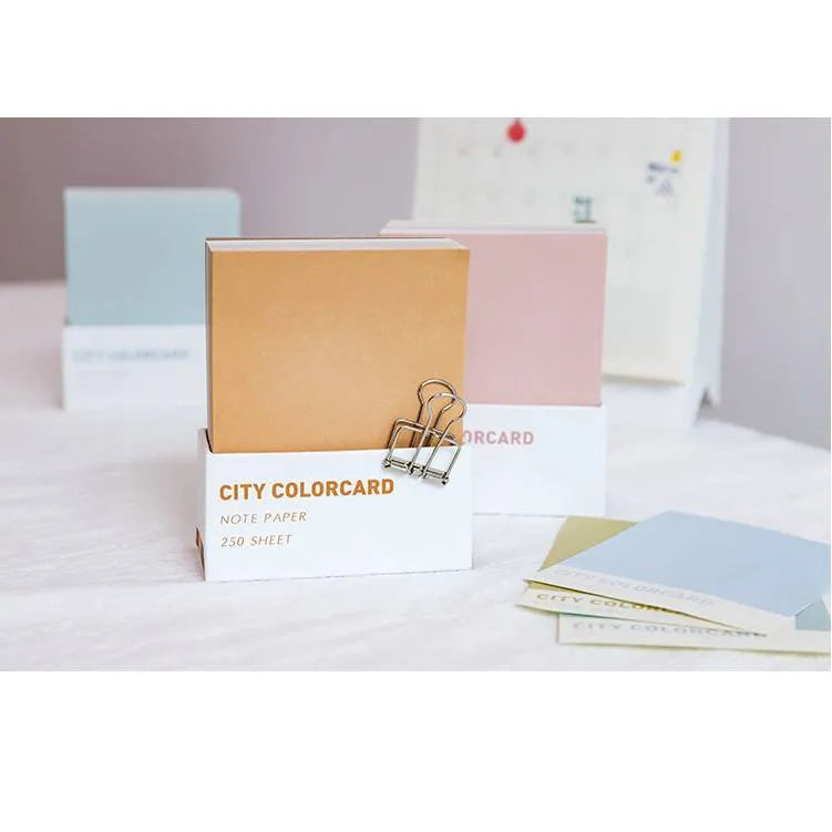 Rectangle memo note paper pad measuring 75 by 95mm with city colour card design