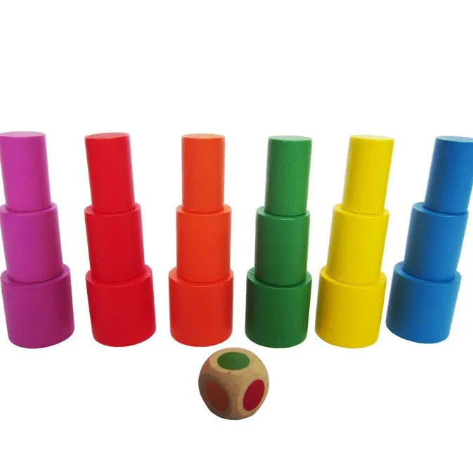 Wooden moon balance game toy in bright colours for children aged 2-4 years