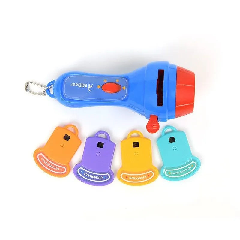 SmartKids storybook projector torch showing fairy tale image projection on wall