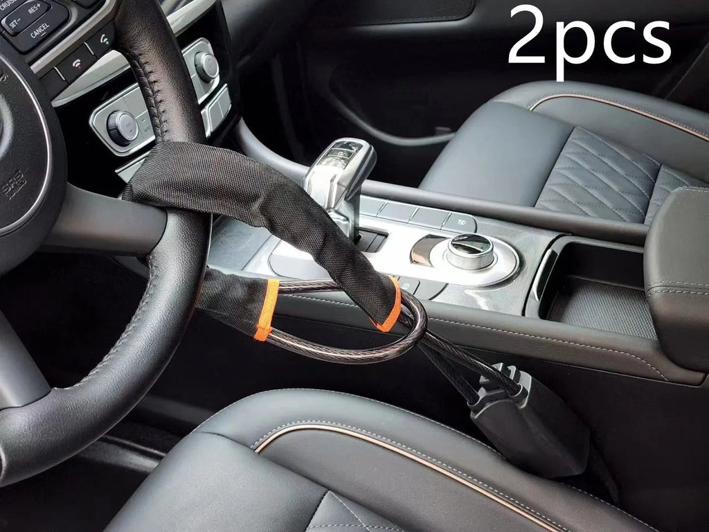 Car steering wheel lock with iron wire rope and copper core in red, yellow, or black colour for General Motors vehicles