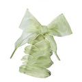 Transparent silk shoelaces showing 4cm width and 110cm length in various colour options including wine red and grass green