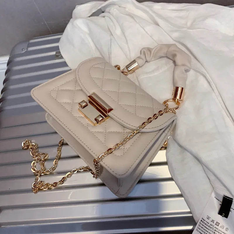 Purple rhombus small square women's shoulder bag with chain messenger style and 112cm strap
