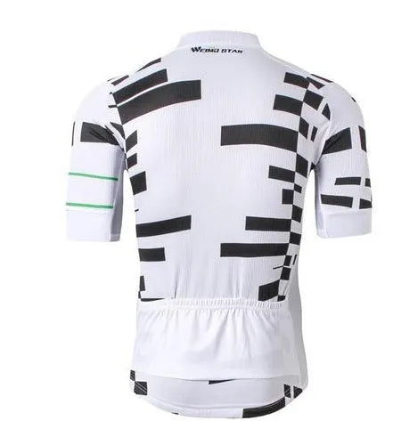 Short sleeve cycling jersey in sizes XS to XXXL with chest 82-118 cm and longer back length 63-82 cm