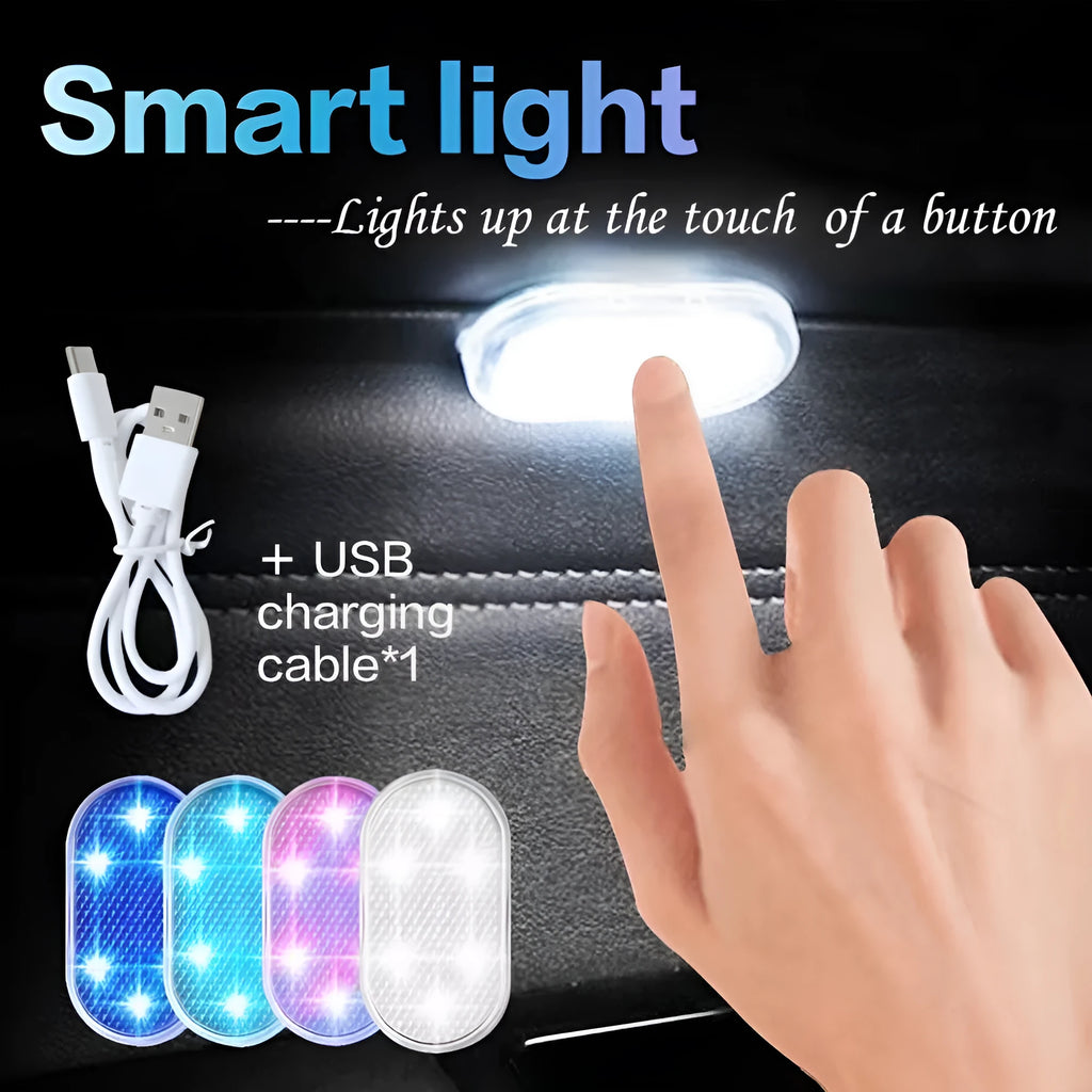 Car interior retrofit LED touch-control atmosphere light with aluminium base in four colour options