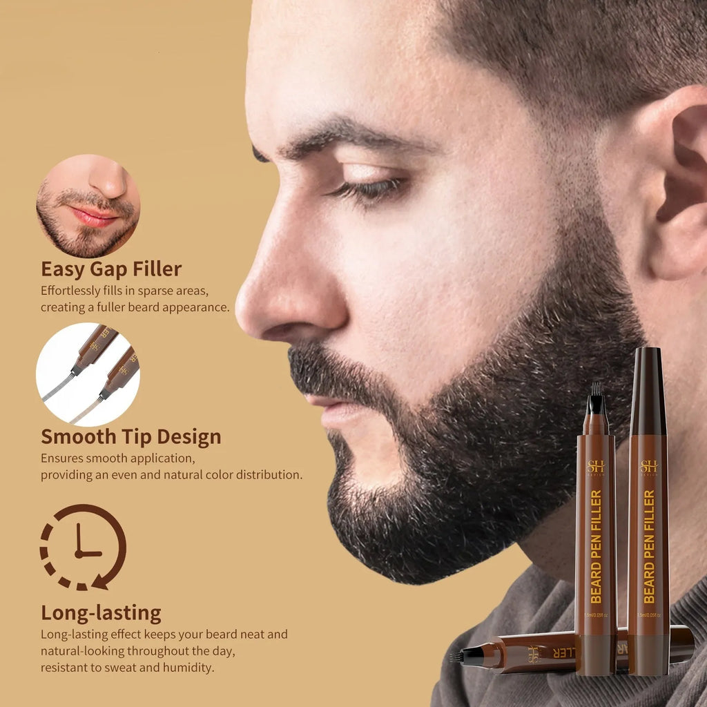 Men's sweatproof beard and eyebrow filler pencil in black and dark brown shades