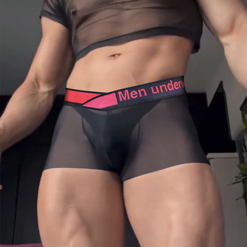 Men's laser gradient low waist seamless underwear in black red white colours