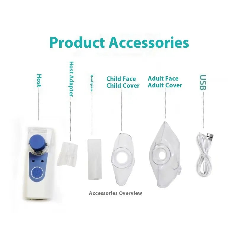 USB handheld columnar nebuliser with 0.5L water tank for quiet drug atomisation below 36dB