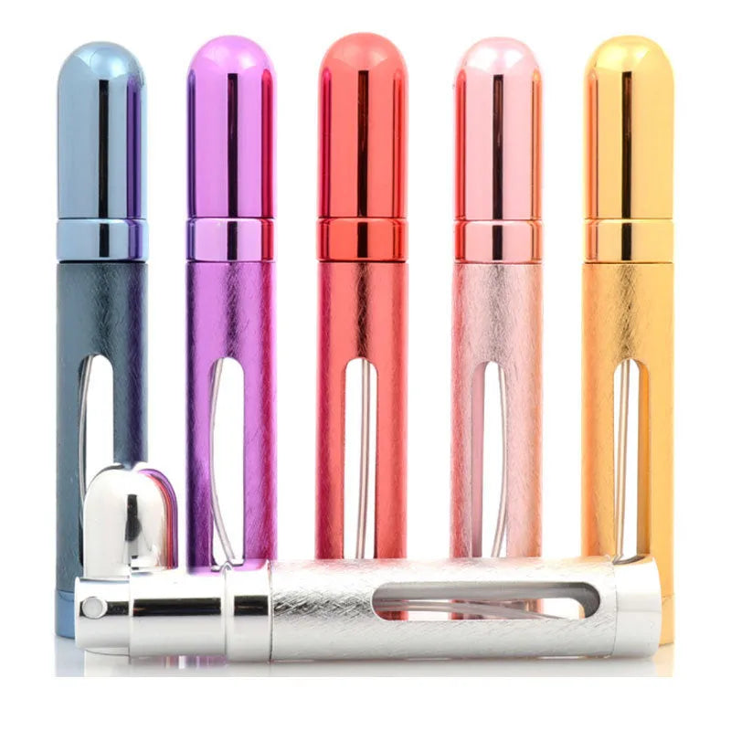 Slim 12ml aluminium portable perfume bottle with glass liner in six colour options