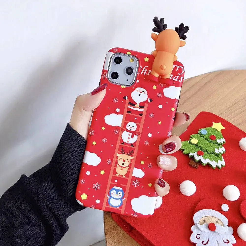 Christmas-themed silicone phone case for iPhone with festive back cover design in multiple colour options