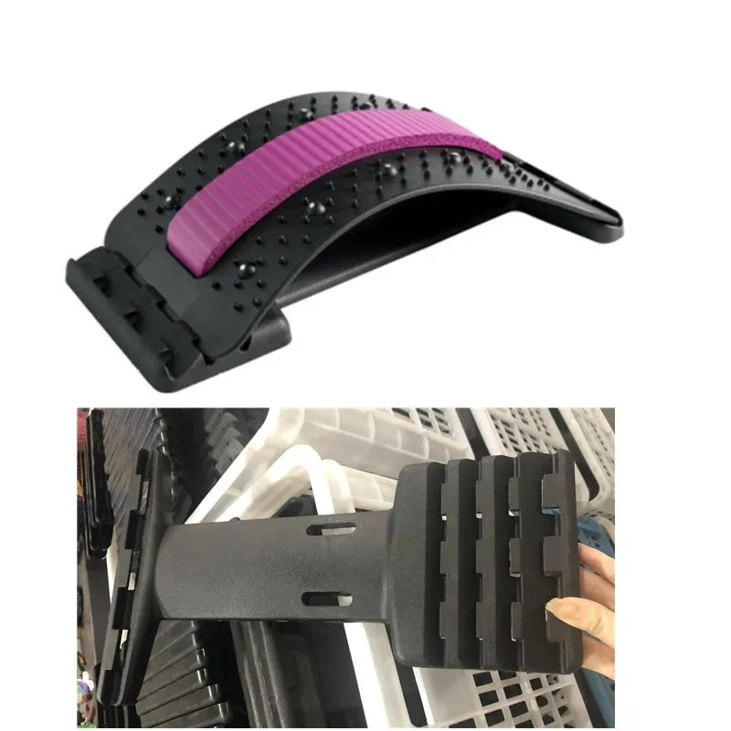 Adjustable back stretcher with 8 massage heads in blue, green, pink, purple, or red colour options
