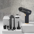 Black wireless vehicular small vacuum cleaner with attachments for car and home cleaning