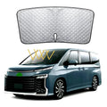 Silver tape car windshield sunshade cover for NOAH XOVY 90 series vehicles showing reflective surface