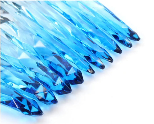 10 clear crystal foundation brushes with diamond shank handles and synthetic bristles arranged in set