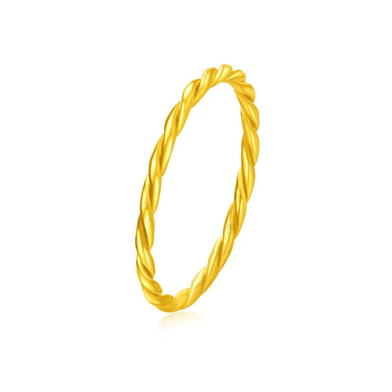Brass gold plated women's ring shown in Twist Ring, Simple Bracelet Matte, and Simple Bracelet Glossy styles.