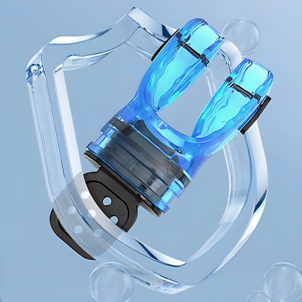 Plastic free edible silicone diving mouthpiece in assorted colours showing 110mm length.