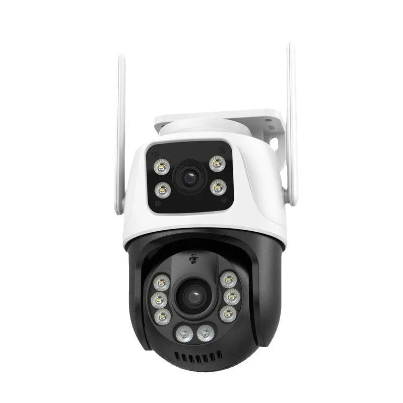 Outdoor home security camera system with wireless dual-screen monitor for remote property surveillance