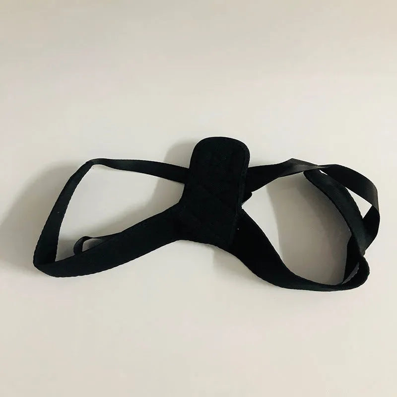 Adjustable nylon posture correction band with breathable mesh panels for back support during sitting