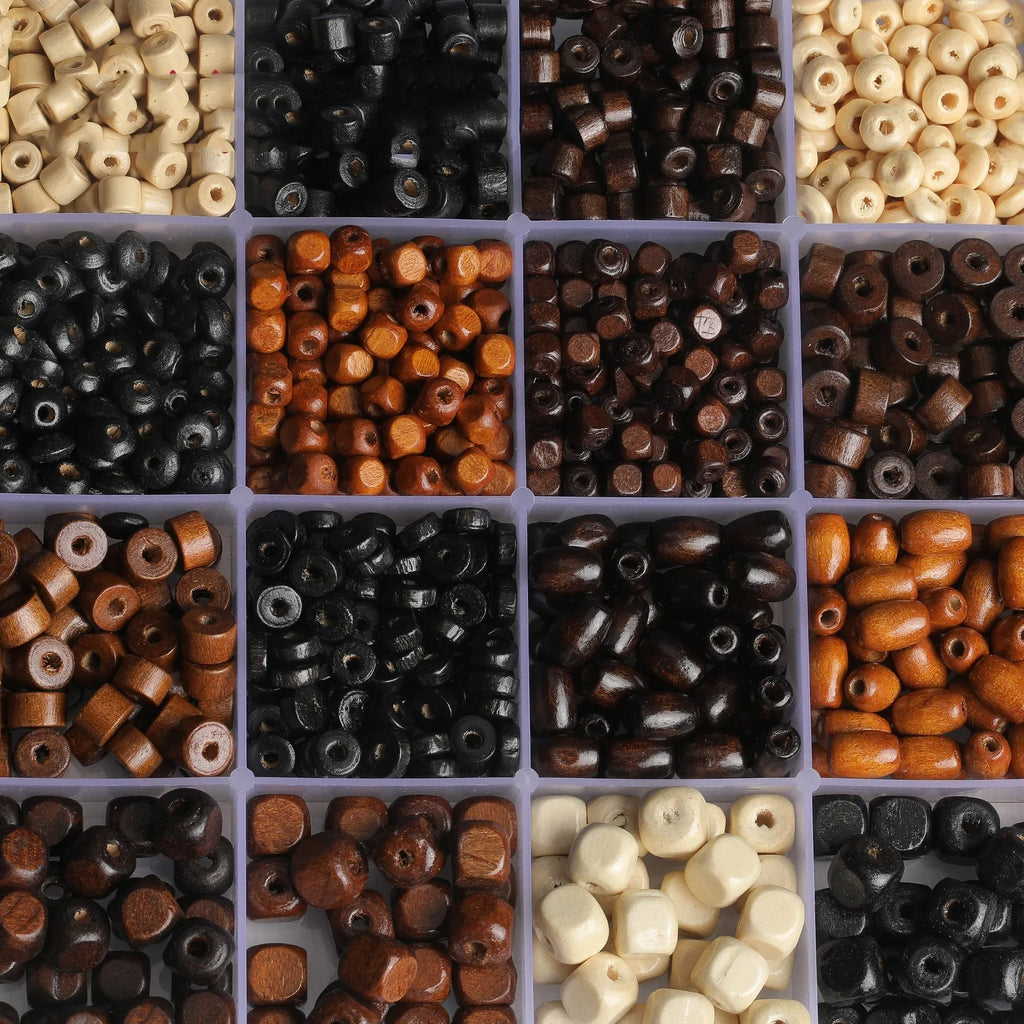 Mixed colour solid wood scattered beads for DIY jewellery making