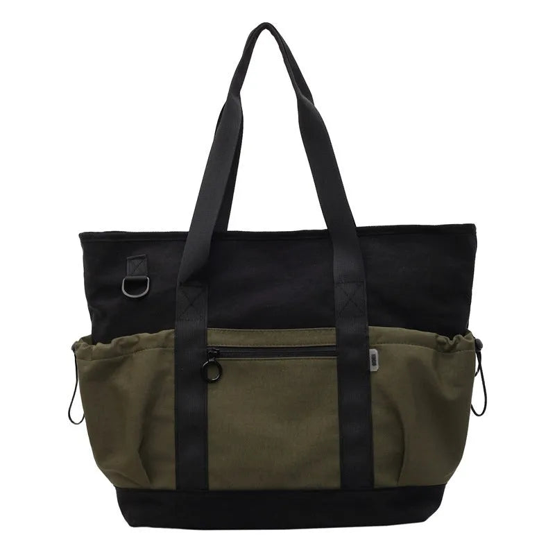 Women's lightweight oxford cloth travel bag with letter pattern in black, grey or green