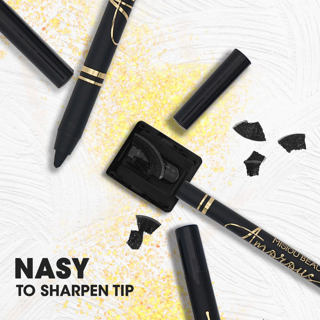 Black waterproof liquid eyeliner with applicator for smooth uniform application