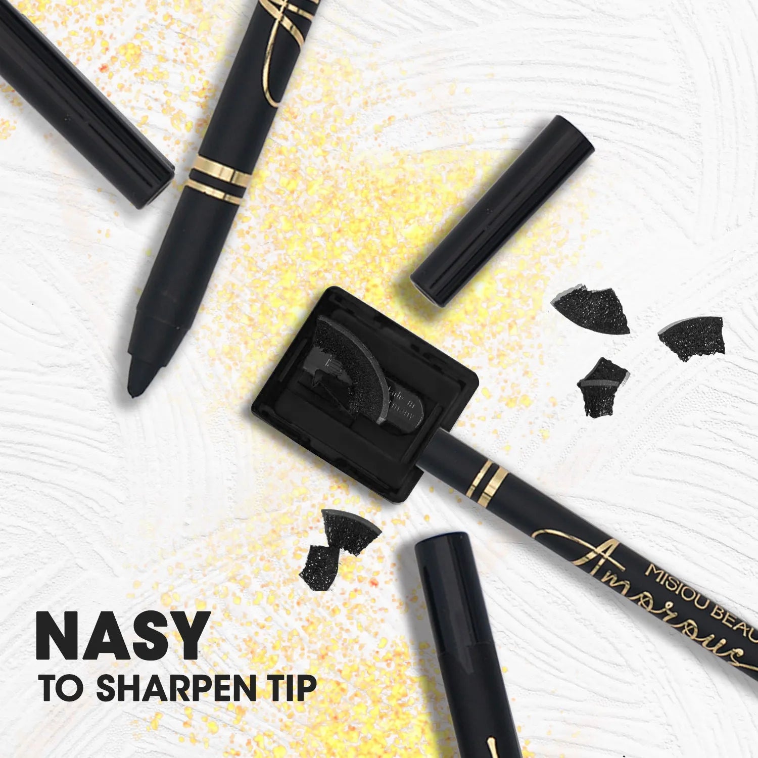 Black waterproof liquid eyeliner with applicator for smooth uniform application
