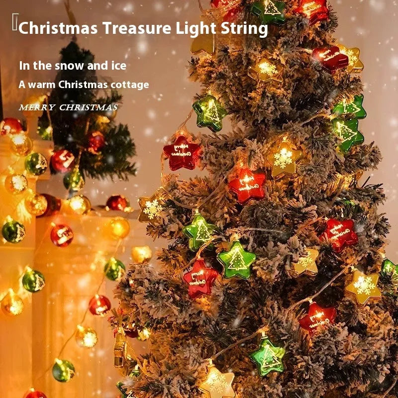 XINGX heart-shaped electroplated ball Christmas lights in gold, star, and macarons designs