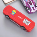 Tinplate car trolley double-layer stationery box with cartoon pattern measuring 20cm