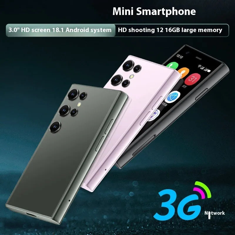 S23PRO & XS15 mini smartphone in black, green, or pink purple with 30cm screen and straight plate design