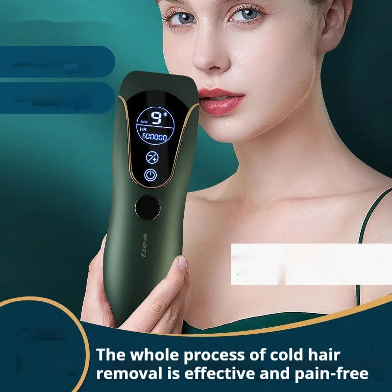Freezing point hair removal device in sundial white, green or pink colour with 36W power for body face leg and private part use