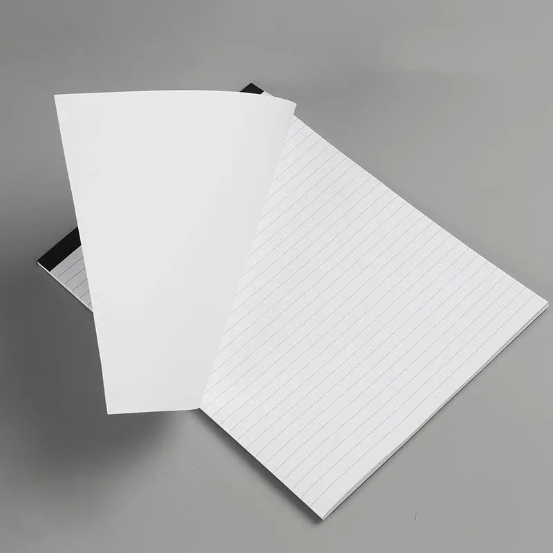 A4 tearable notebook with grid pages and wireless adhesive binding, paper cover