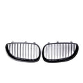 BMW E60 E39 front grille set with carbon fibre finish on black ABS plastic.